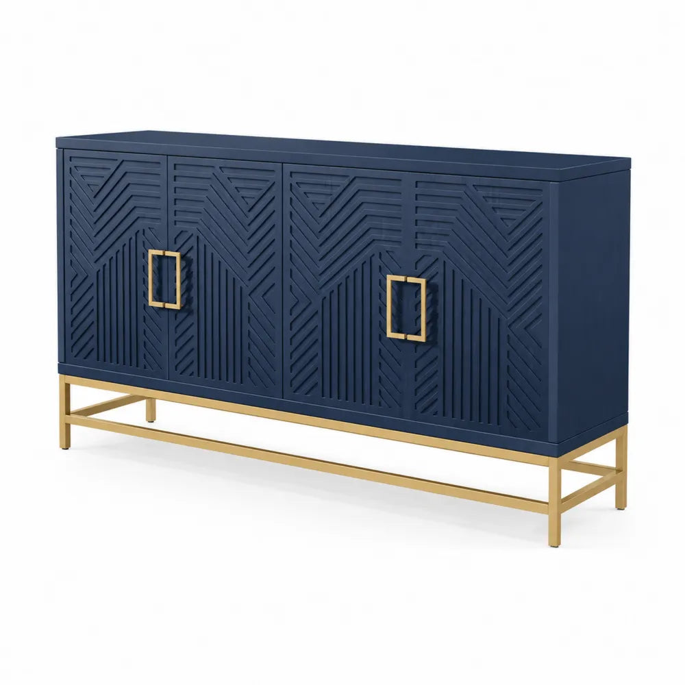 Buffet en bois et métal doré 150x40x80 cm