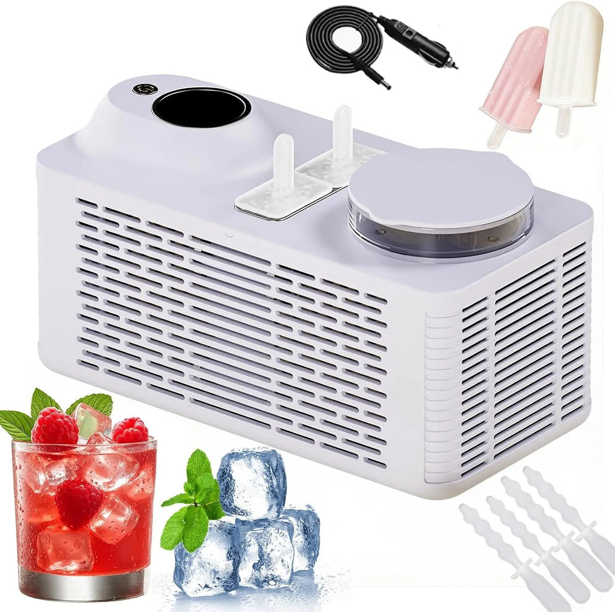 Machine met 21 x 10 x 11 cm, 26,5 x 20,5 x 17 cm, 150 W, 12V, 30 minuten en paars