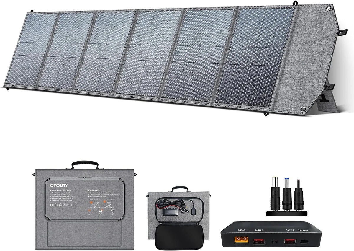 Zonnepaneel met IP65 waterdicht, compact en licht, 200 W, zonnepaneelset en draagbare zonne-generator, draagbare zonne-oplader voor camper