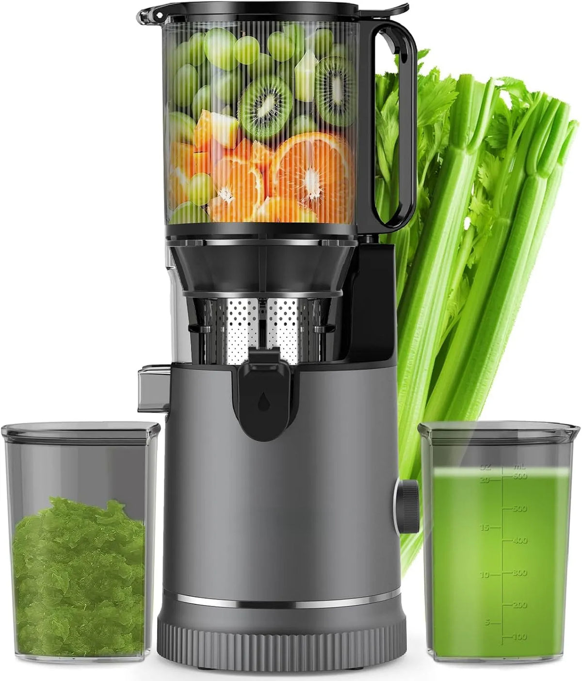 Slow Juicer 400 W Koudpers Sapcentrifuge met 400 W, 147 mm, 1,8 L en geluidsarme werking