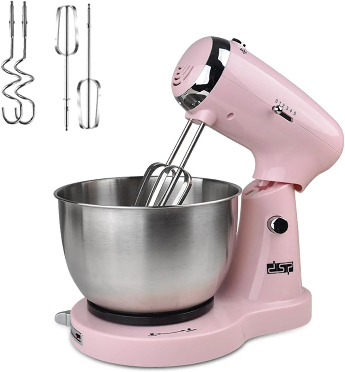 Keukenmachine met 350 W, 3,2 l, 5 snelheden, 15 minuten, 550 W, RVS, wit en roze