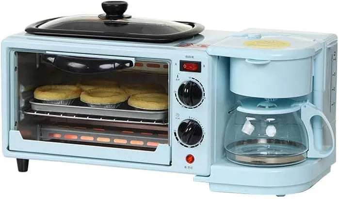 Espressomachine met 455 x 180 x 205 mm, 600 ml, 9 l, 30 minuten, 1050 W, 3-in-1, aluminium en blauw