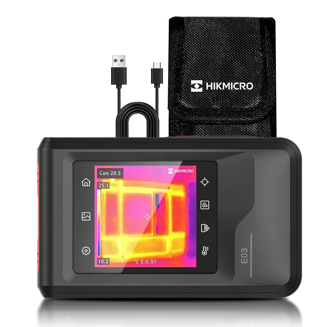 Met visuele camera, HIKMICRO E03 x240 x96/9, SuperIR 240x240 resolutie met visuele camera, IR-resolutie 96x96/9 216 pixels, 3,5 inch aanraakbediening