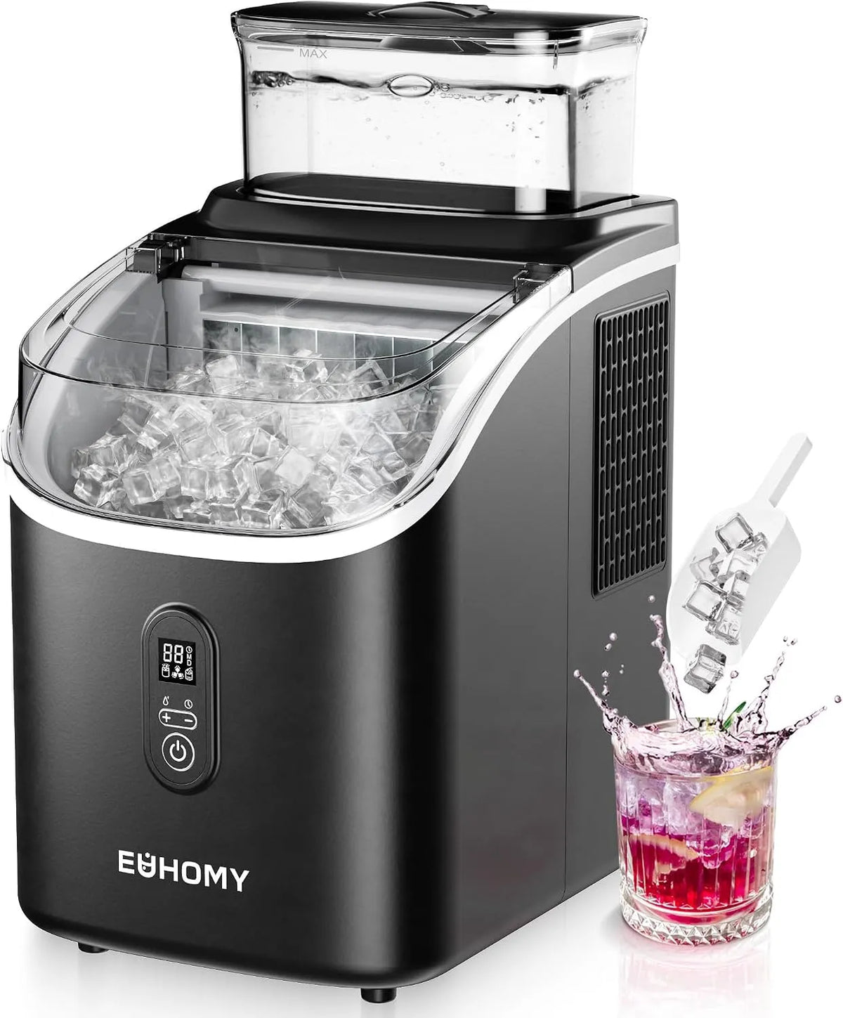 Machine met 2 liter ijsblokjesmachines, zelfreinigende ijsblokjesmaker voor thuis/keuken/kantoor, 15 kg ijsmachine, 16 ijsblokjes in 13 minuten