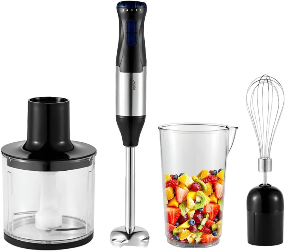 Blender met 500 ml, 700 ml, 4-in-1 en RVS, mixer met 5 snelheden en hakmolen 500 ml