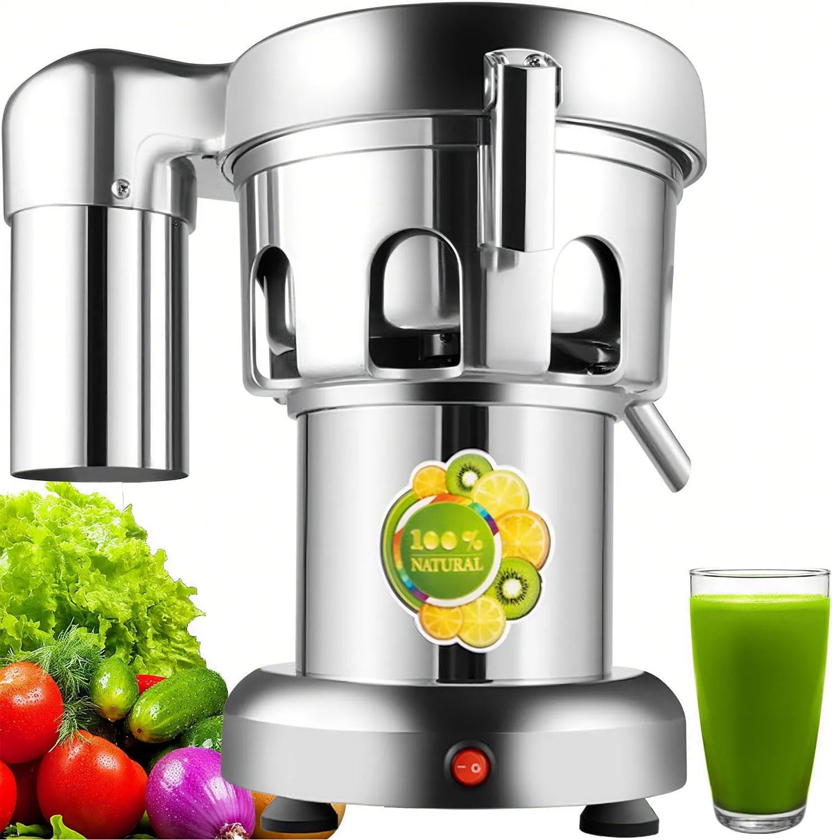 Commerciële sapcentrifuge met 370 W, geluidsarme werking, RVS en aluminium