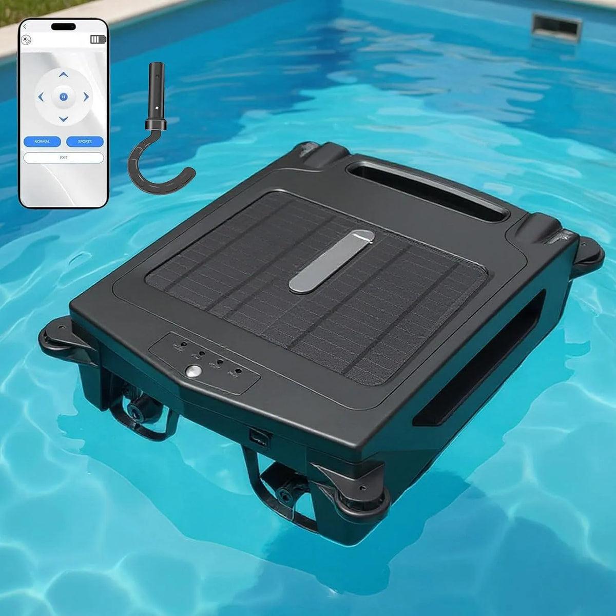 Zwembadrobot met 5000 Mah, 100m2, 7-8 uur, 3-4 uur, 24 uur, afstandsbediening, draadloze werking en zonne-energie