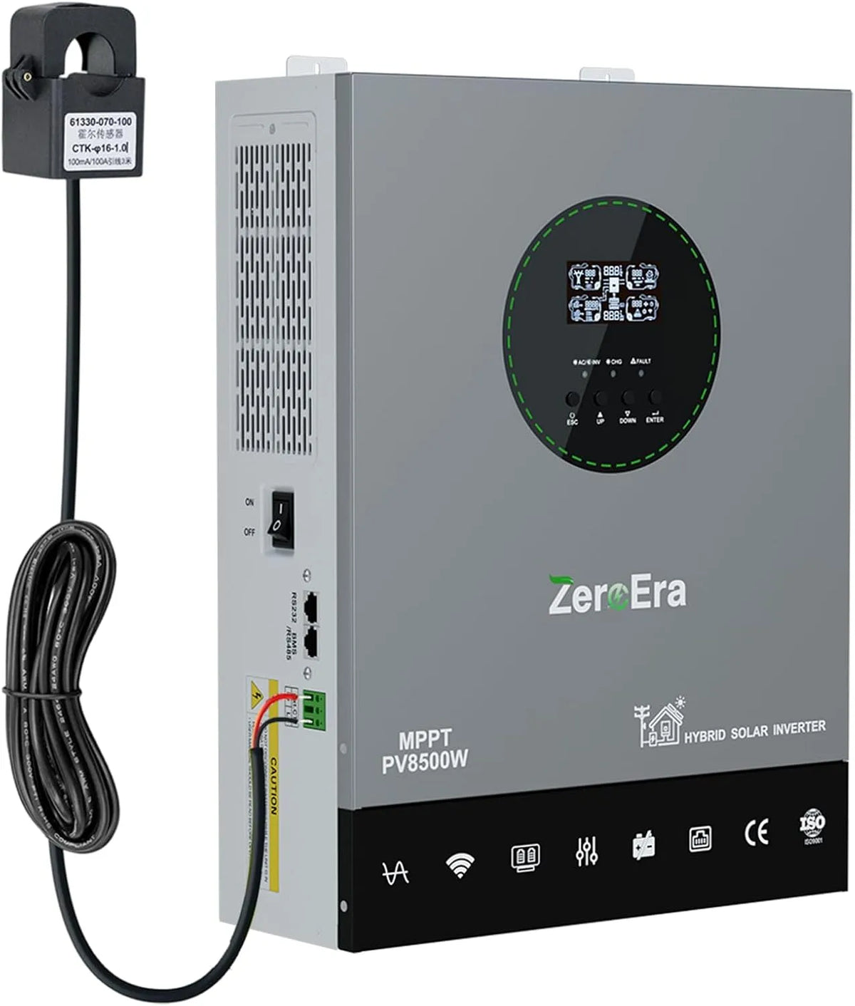 Spanningsomvormer, 6200 W, 48 V DC naar 230 V AC, BMS-bescherming, 120 A MPPT, 8500 W fotovoltaïsche ingang, zuivere sinuszonne-omvormer, ondersteunt