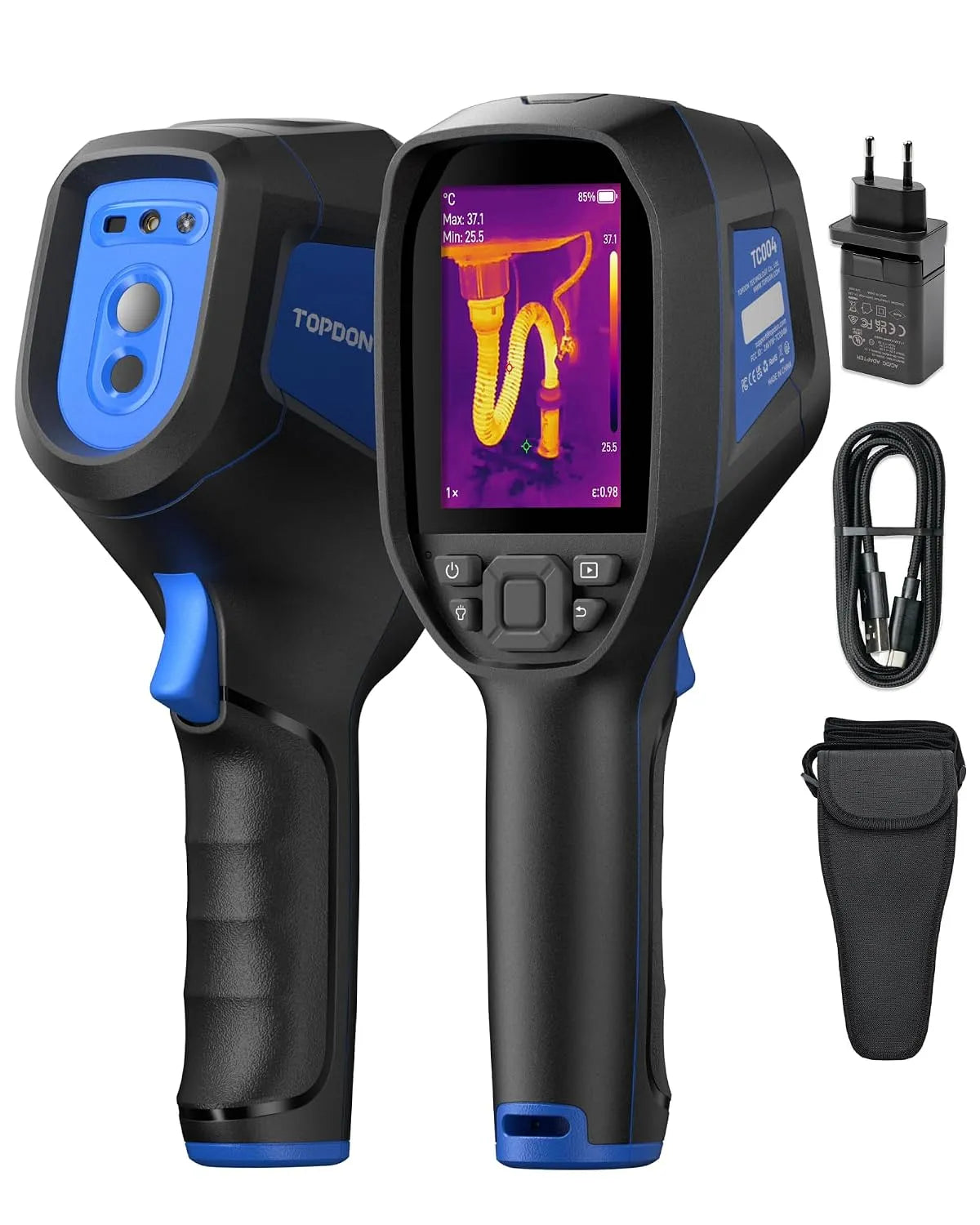 21 uur, model TC004, met 21 uur batterijduur, 32 GB geheugen, 256 x 192 resolutie infraroodcamera voor inspectie, Topdon Thermische