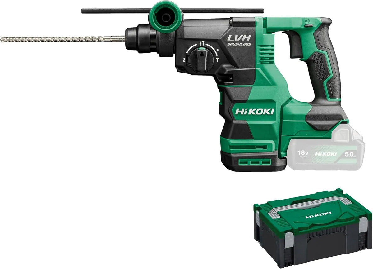 HIKOKI Akku Bohr- en Meißelhammer DH1826DAW2Z, SDS-plus 18V, Bohren met Kronen Ø: 25-50 mm, 1 Bohrtiefenanschlag, ohne Akku en Ladegerät