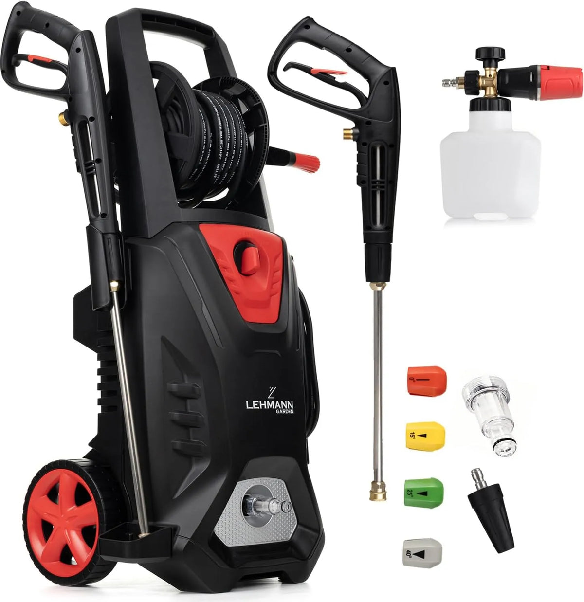 Hogedrukreiniger met 3000 W, 260 bar, 492 l en accessoires inbegrepen