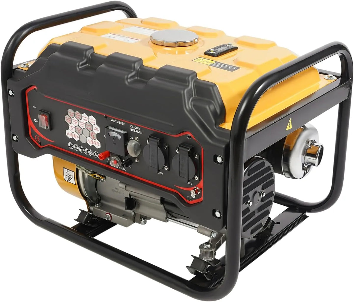 Generator met 2000 W, 6,5 pk, 230 V, invertertechnologie, aluminium, zwart en geel