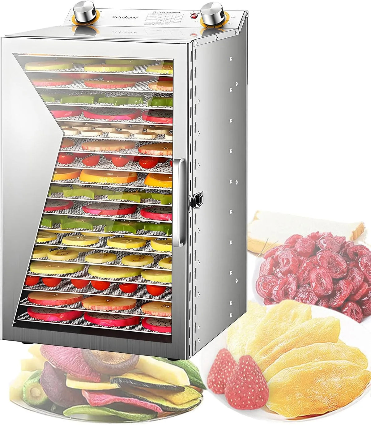 Droger, 0-12 Uur, 400 W, Timer, 30-90 °C, 800 W, Voedseldroger Roestvrijstalen