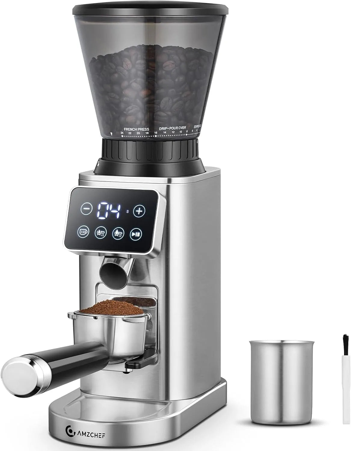 Molen met 51mm, 58mm, 40 mm, 300G en RVS, AMZCHEF Elektrische koffiemolen
