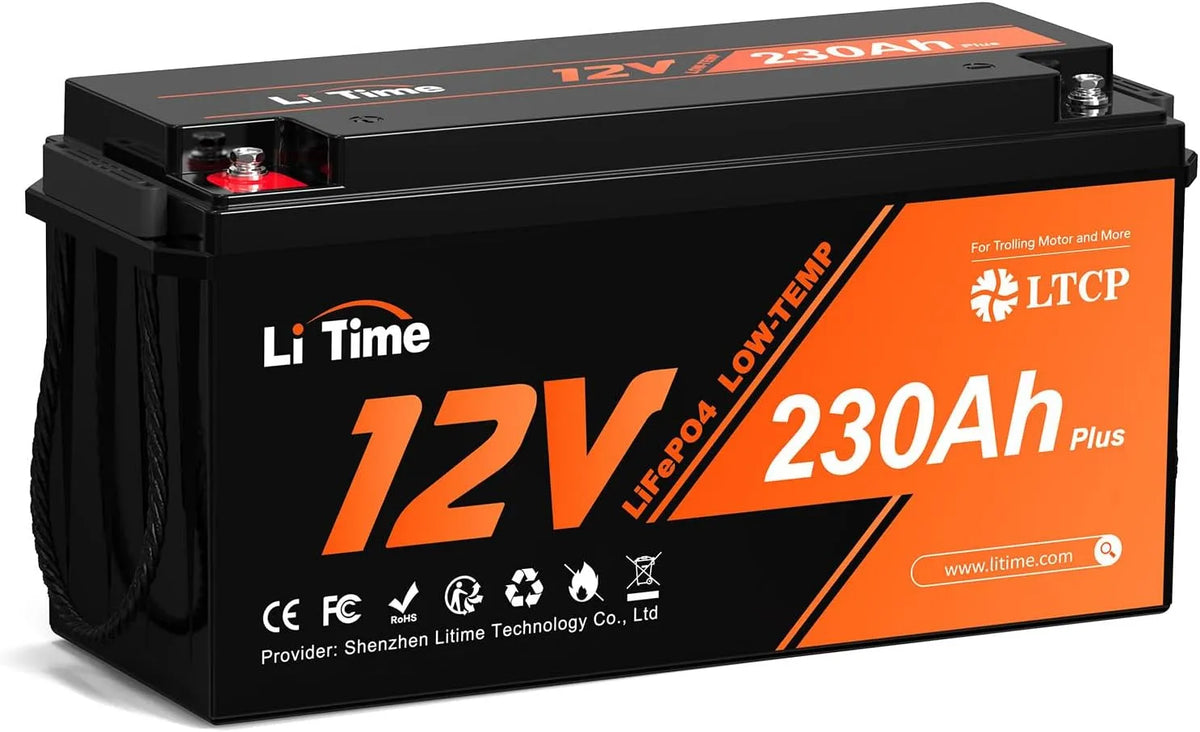 LiTime 12V 230Ah LiFePO4 Accu met Lage-Temperatuur Beveiliging voor Camper LiFePO4 met 12V, 230Ah en Bluetooth