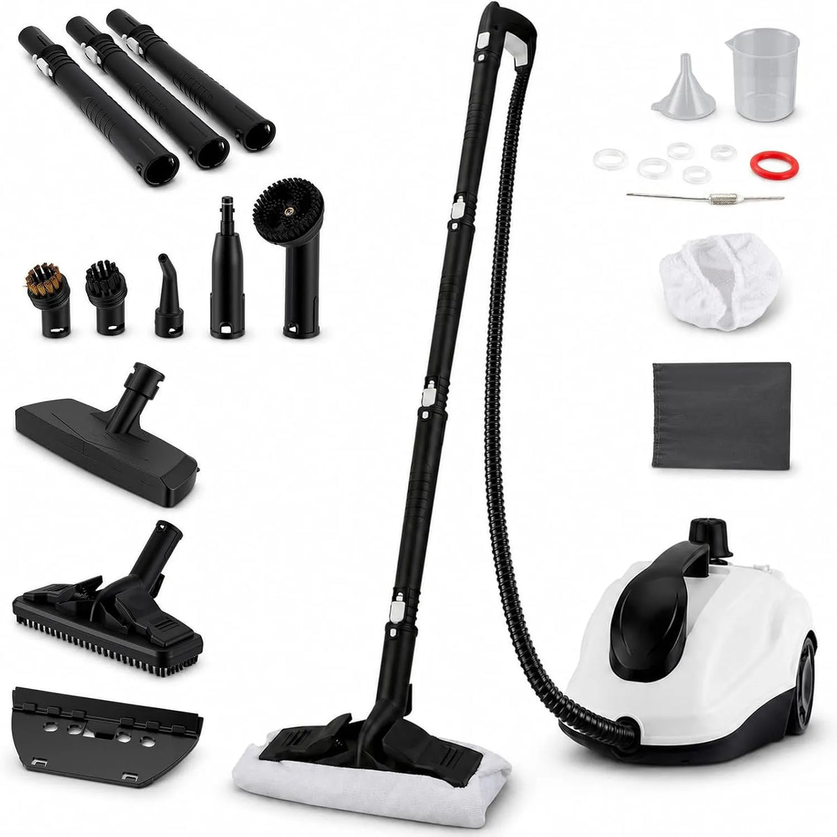 Stoomreiniger met 2000 W, 5 bar, 2L, 106°C, 2000 ml, 40 minuten, 9 minuten en waterreservoir