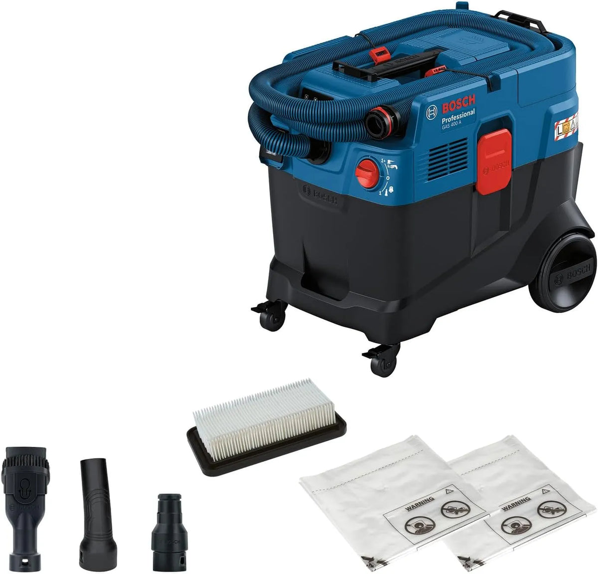 Bosch Professional machine met 2 afvalzakken, incl. hoofdfilter, 1200 W, automatische filterreiniging AFC en machine-adapter, slang