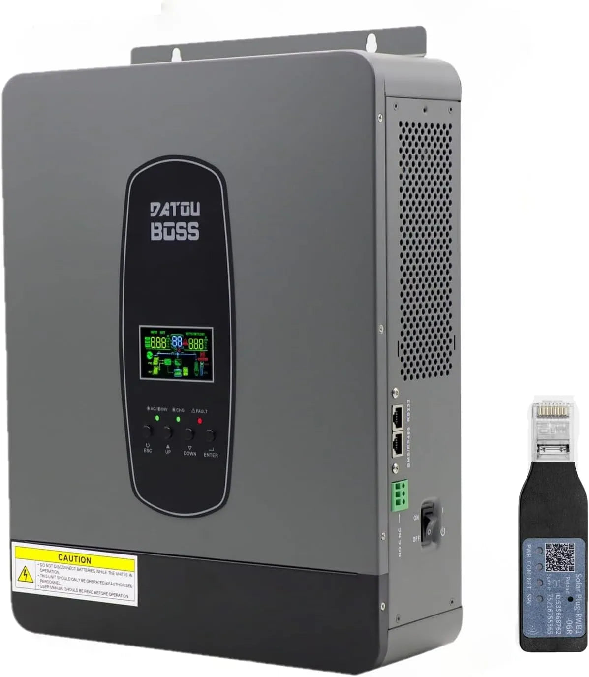 Spanningsomvormer, DATOUBOSS 3000 W hybride omvormer 24 V, met 100 A MPPT voor lood-zuur- en lithiumbatterijen, hybride zonne-omvormer pure sinus