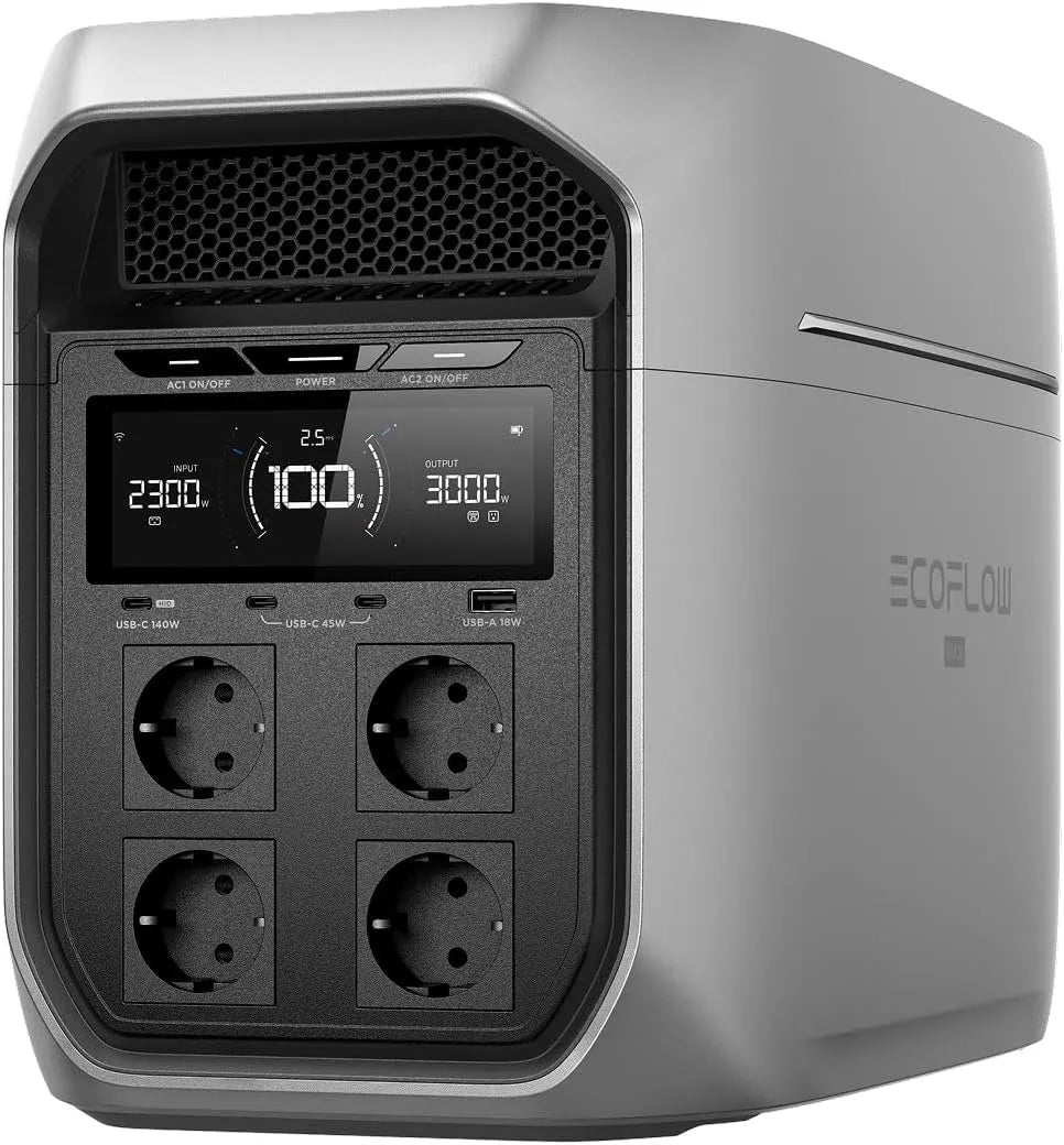 Draagbaar powerstation, LiFePO4-batterij, 2048 Wh, 10 kWh, 3000 W, 47 minuten