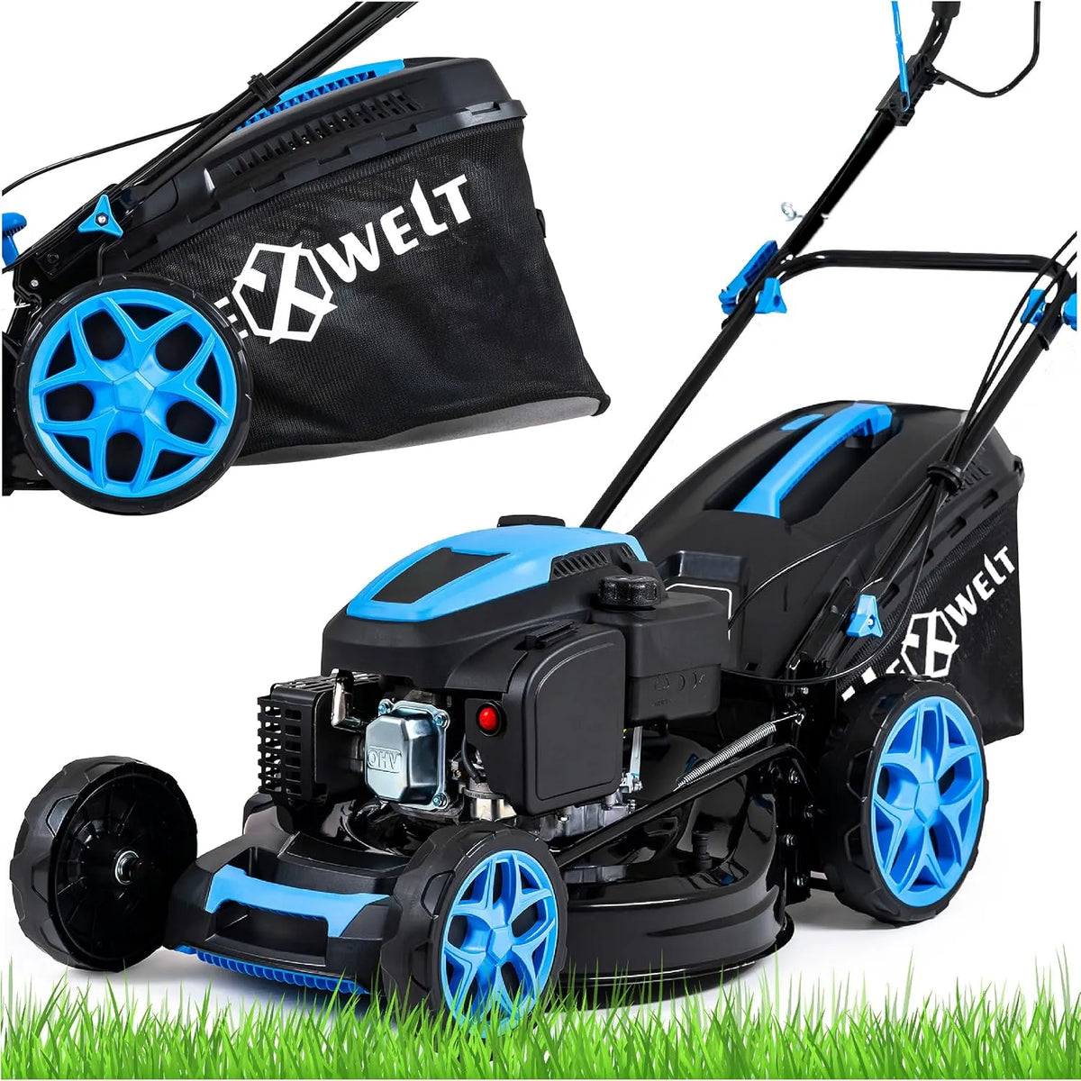 Grasmaaier, 9-in-1, motor 200 cm3, maaibreedte 51 cm, mulching-functie