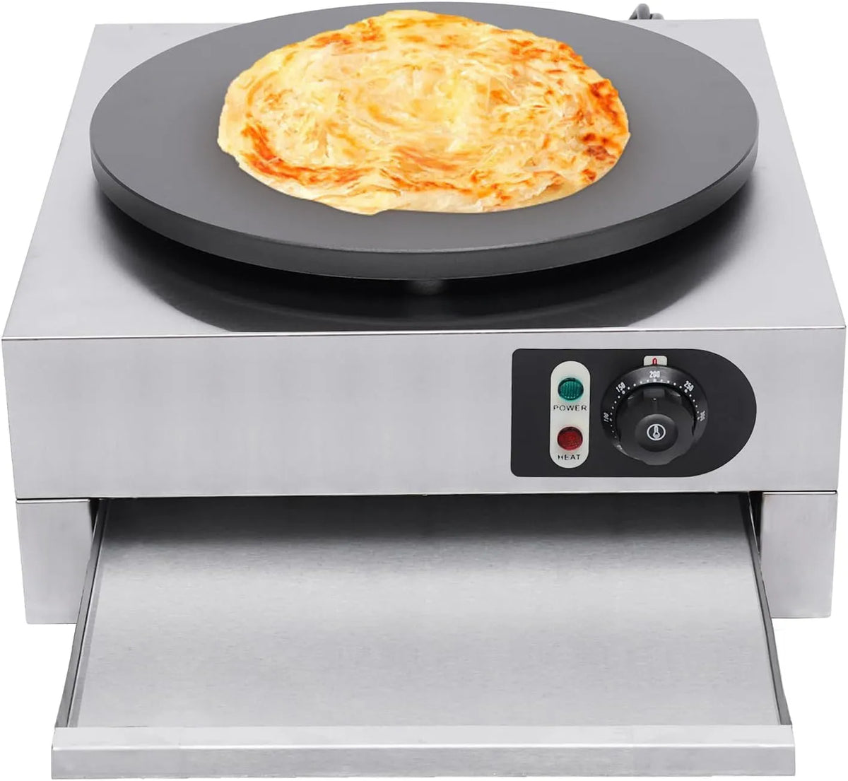 Machine met 40 cm, 50-300 °C, 3 kW en regelbare thermostaat, 40 cm met uittrekbaar dienblad