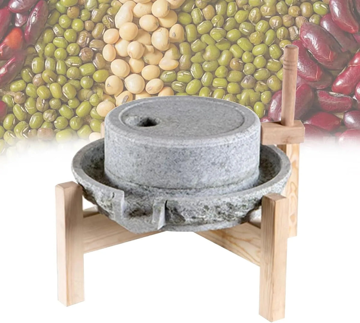 Stenen Graan Molen met 6 uur, 1 cm, waterreservoir en RVS, Hand Operated Natte Droge Graan Grinder voor Thuis Keuken Gebruik