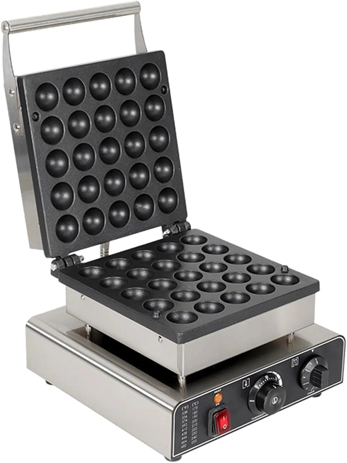 Commerciële Nederlandse pannenkoekenmaker met 1750 W, 50-300°C, RVS, zwart en zilver