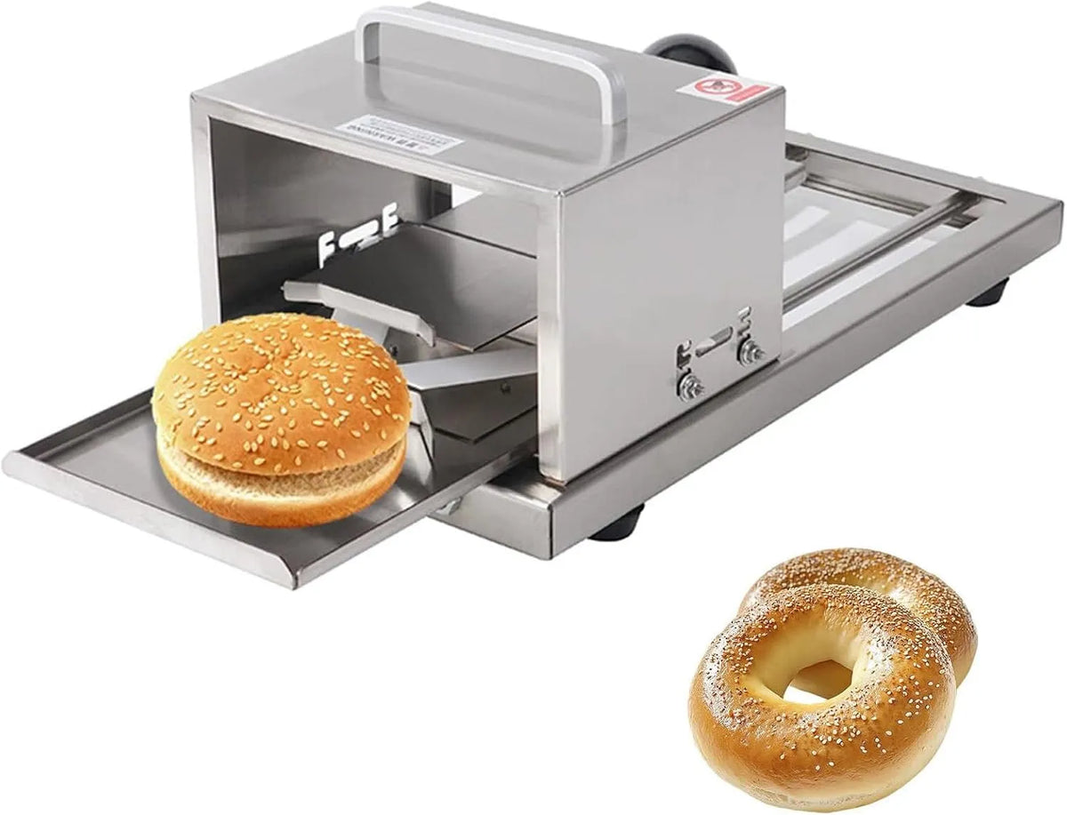 Snijder, voor gelijkmatig gesneden bagels en brood, roestvrijstalen bagelsnijder met 4 dikte-instellingen, push-pull snijden voor gelijkmatig gesneden