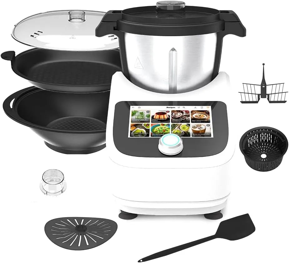 Keukenmachine, multifunctionele keukenmachine met weegschaal, sous-vide, mixen, Witte