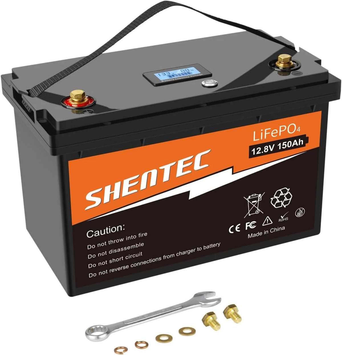 LiFePO4 accu LiFePO4 met 12 V, 150 Ah en zonne-energie, met 150 A BMS