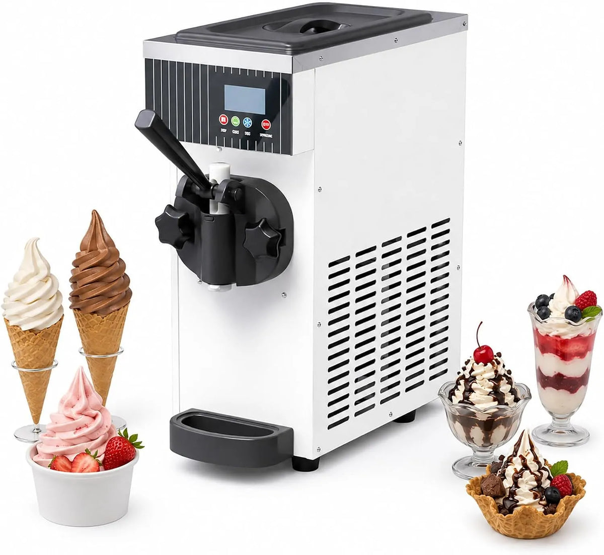 Machine met productie van 4-5 l/h, compact design, 220 V, ijsmachine voor cafés en food truck en wit