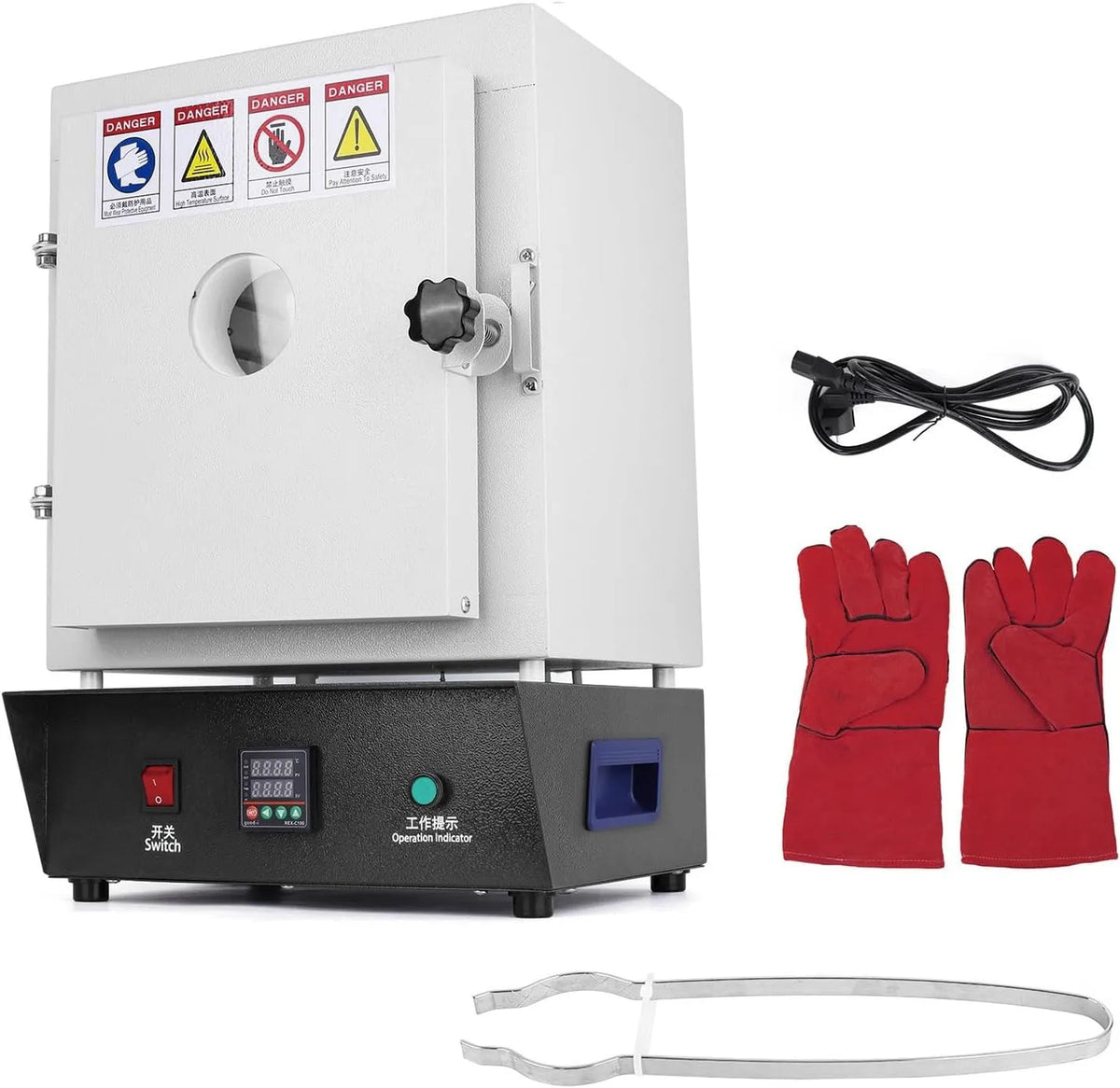 Inbouwoven met 1150 °C, 1500 W, 15 x 15 x 20 cm, 1750 W, regelbare thermostaat en RVS