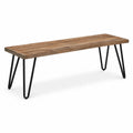 Banc rectangulaire en bois et métal 140x35x45 cm