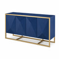 Buffet rectangulaire 4 portes en bois et métal Bleu/Or