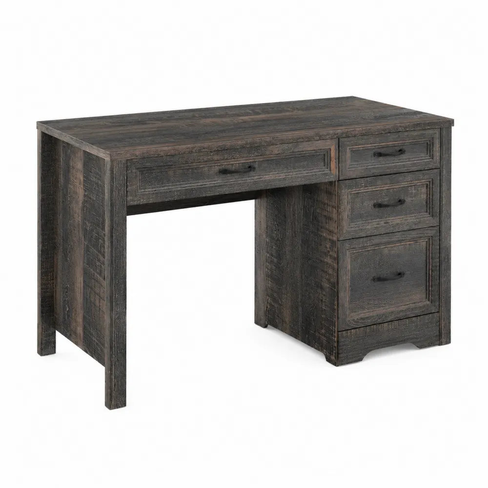 Bureau en bois avec 3 tiroirs marron foncé