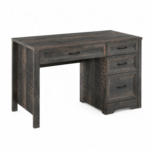 Bureau en bois avec 3 tiroirs marron foncé