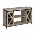 Buffet en bois avec portes coulissantes en métal noir