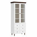 Armoire vitrée en bois avec portes et tiroirs