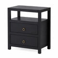 Table de chevet en bois avec 2 tiroirs et étagère ouverte Noir