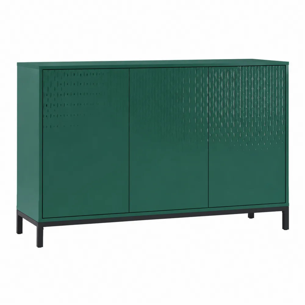 Buffet 3 portes métal et MDF vert 120 cm
