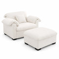 Fauteuil et repose-pieds en tissu polyester blanc