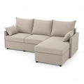 Canapé d'angle en tissu et bois Beige 220x150x85 cm