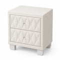 Table de chevet 2 tiroirs cuir synthétique Blanc
