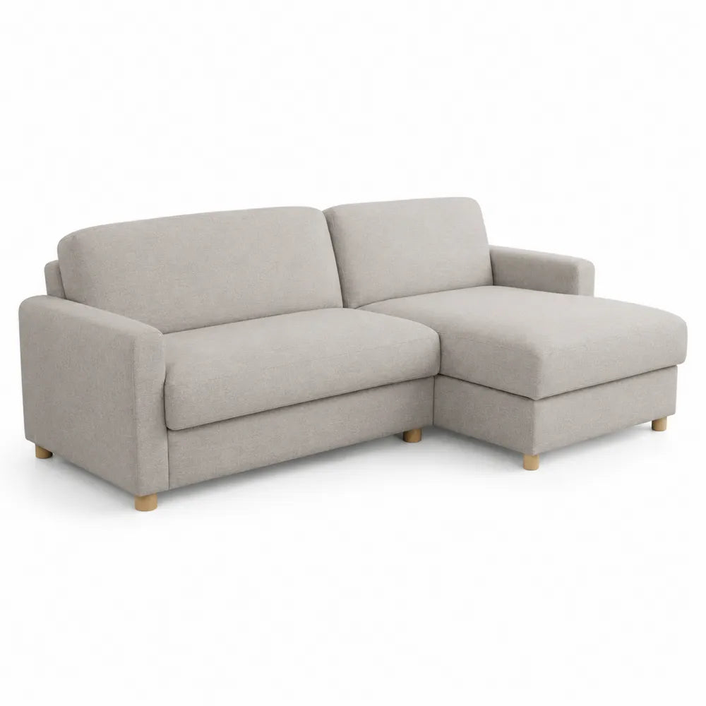 Canapé d'angle réversible en tissu avec pieds bois 250x150x85cm