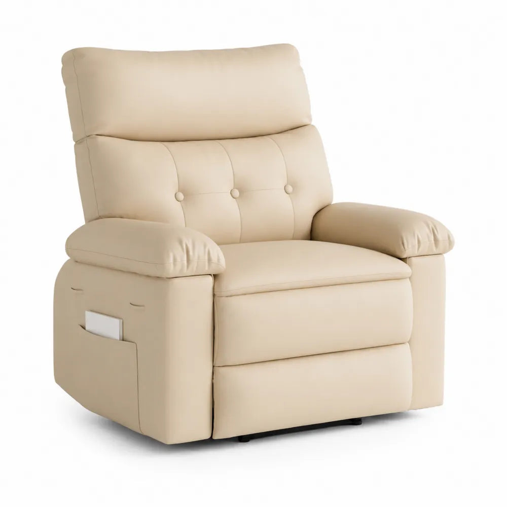 Fauteuil inclinable en cuir synthétique beige