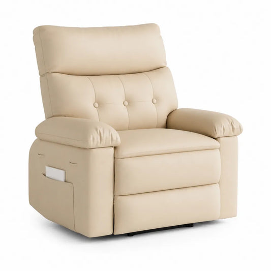 Fauteuil inclinable en cuir synthétique beige