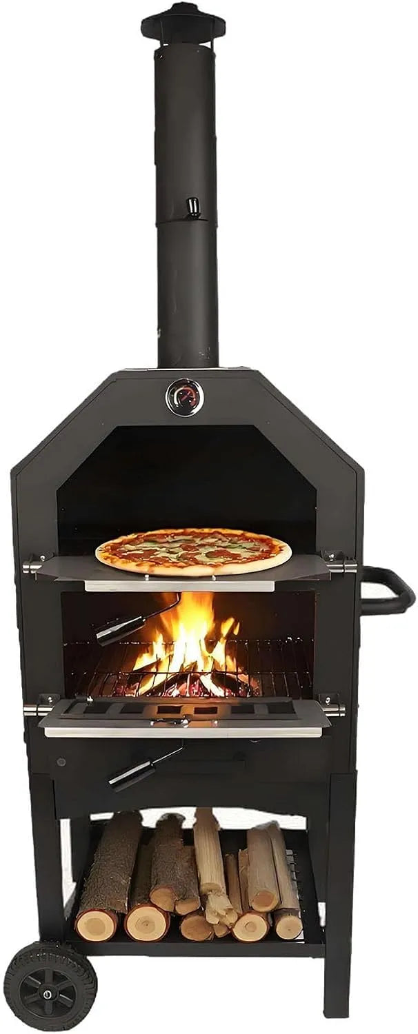Inbouwoven, Pizza-oven voor buiten, terras Inclusief beschermhoes regenbestendig, draagbare pizza-oven voor terras