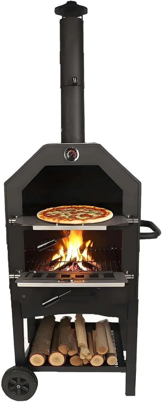 Inbouwoven, Pizza-oven voor buiten, terras Inclusief beschermhoes regenbestendig, draagbare pizza-oven voor terras