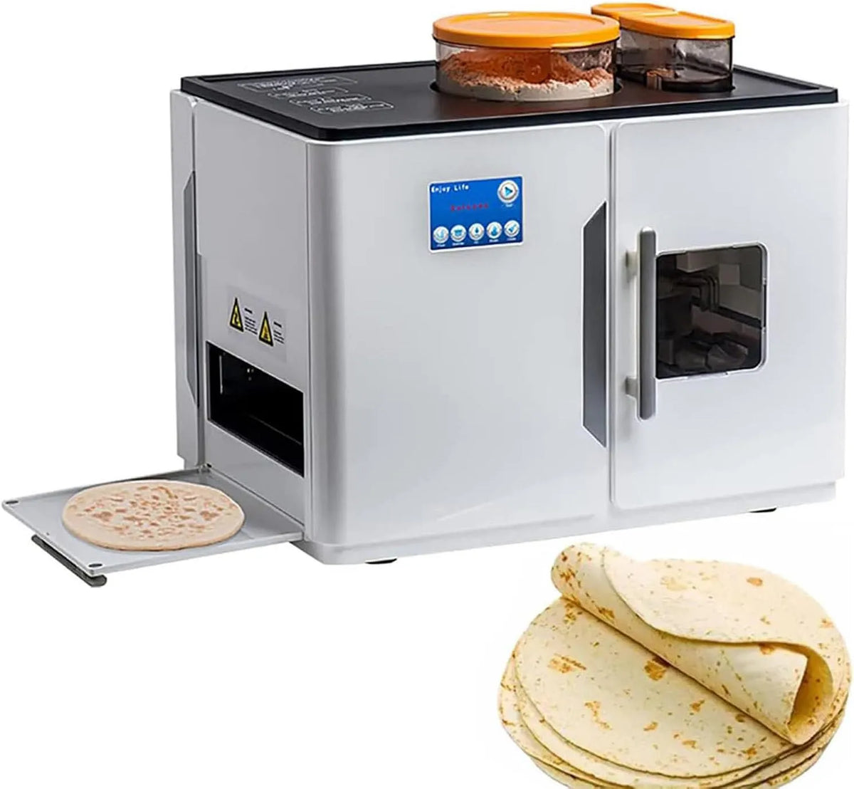 1,0 mm, Volautomatische Roti Maker voor Chapati, maakt 20 stuks tegelijk, dikte verstelbaar 1,0 mm, Tortilla