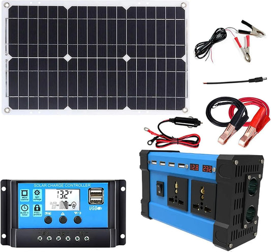 Zonnepaneel met 18V, 18 W, 6000 W, 110V, USB, digitaal display, zonne-energie en aluminium